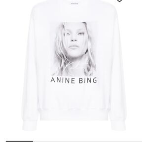 Anine Bing White Graphic Print Sweatshirt